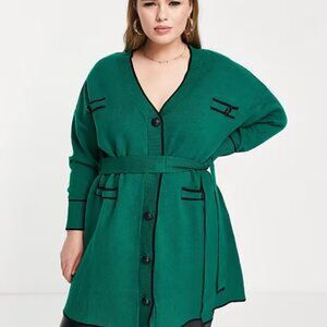Plus Size River Island Green Cardigan Sweater